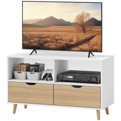 TV taso laatikoilla ja avohyllyillä lastulevy 99 x 39 x 58 cm valkoinen