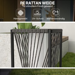 Aurinkojalkalamppu ulkokäyttöön, rattan-tyylinen, 25 LED, IP44, 22 x 22 x 77 cm, musta/harmaa