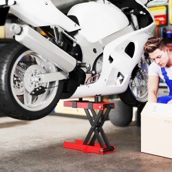 Moottoripyöränostin terästä 500 kg 9,5–40 cm korkeussäätö taittuva punainen