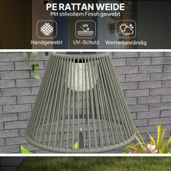 Aurinkojalustavalaisin puutarhaan rottinki Ø33 x 135 cm, 25 LED, IP44, musta/harmaa