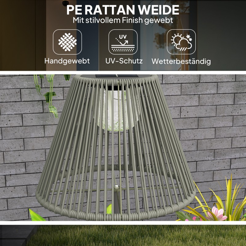 Aurinkojalustavalaisin puutarhaan rottinki Ø33 x 135 cm, 25 LED, IP44, musta/harmaa