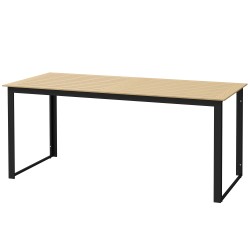 Ulkoruokapöytä metallia ja puu muovikomposiittia 175x78 cm teak musta