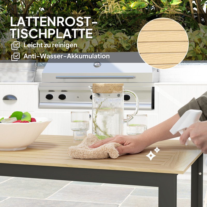 Ulkoruokapöytä metallia ja puu-muovikomposiittia 175x78 cm teak/musta