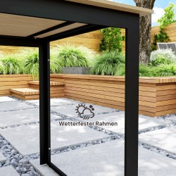 Ulkoruokapöytä metallia ja puu-muovikomposiittia 175x78 cm teak/musta