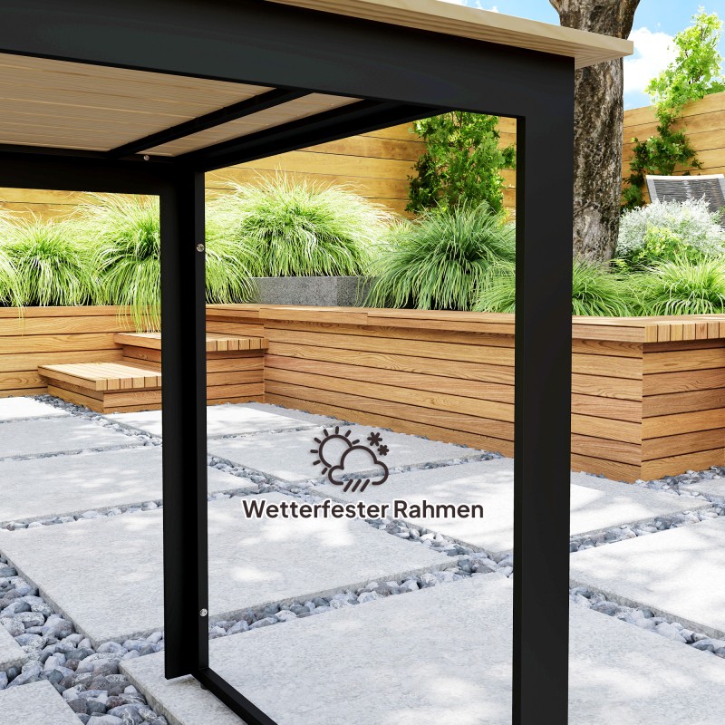 Ulkoruokapöytä metallia ja puu-muovikomposiittia 175x78 cm teak/musta