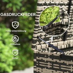 Puutarhan säilytyslaatikko polyrottinki 350 L 118x57x69 cm harmaa