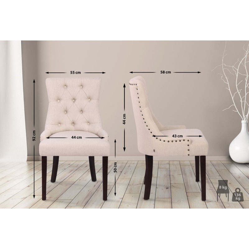 Tyylikäs pehmustettu ruokapöydän tuoli kankaalla ja koristeompeleilla