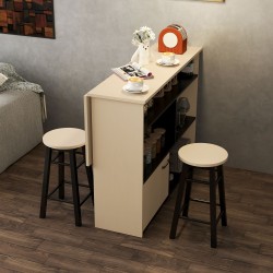 Baaripöytäsarja 3-osainen, kääntyvä pöytälevy, lastulevy, 116 x 70 x 89,5 cm, musta/tammi