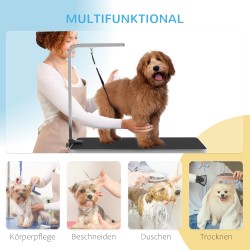 Koiran hoitopöytä säädettävällä varrella ja säilytystasolla 90 x 60 x 76 cm musta