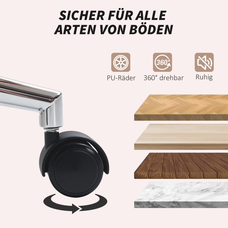 Työtuoli keinutoiminnolla, 360° kääntyvä, pehmustettu, lammasturkiskangas, cremevalkoinen