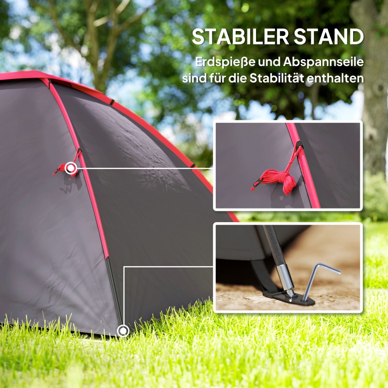 Retkiteltta 2 hengelle, vesitiivis 3000 mm ja UV-suoja UPF50+, harmaa