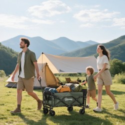 Puutarhakärry taittuva 90 kg kantavuus 72 L teräs ja Oxford-kangas vihreä