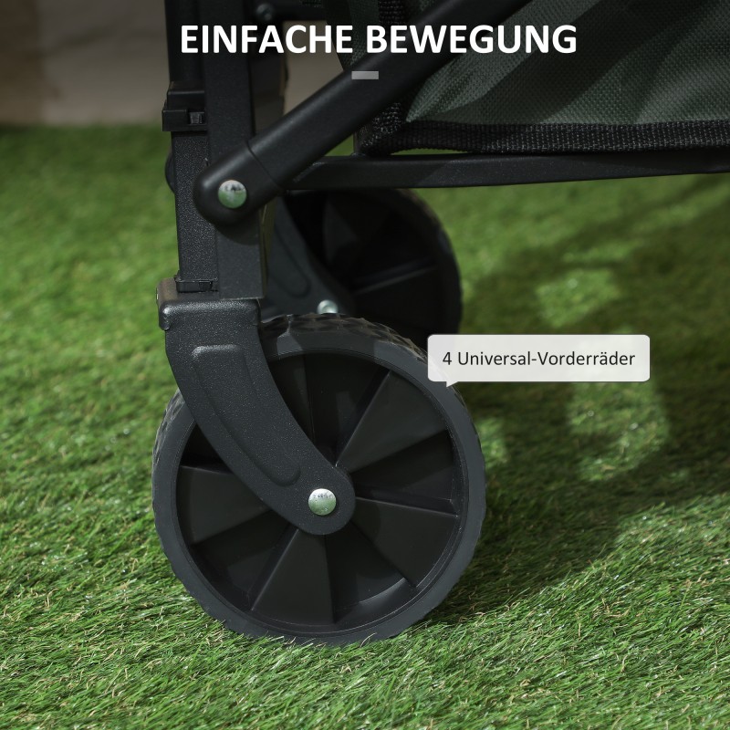 Puutarhakärry taittuva 90 kg kantavuus 72 L teräs ja Oxford-kangas vihreä