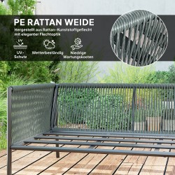 Polyrottinki puutarhan lounge-setti kulmasohvalla ja pöydällä 6 hengelle, tummanharmaa