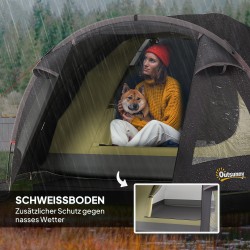 2 hengen tunneliteltta etukatoksella, UV-suoja UPF50+, vedenpitävä 3000 mm, musta