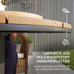 Pyöreä puutarhapöytä parvekkeelle, teräsrunkoinen Ø70 x 74 cm, luonnonpuun sävy