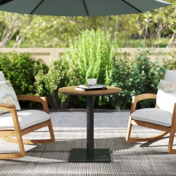 Pyöreä puutarhapöytä parvekkeelle, teräsrunkoinen Ø70 x 74 cm, luonnonpuun sävy