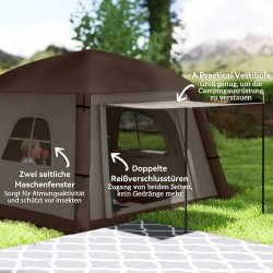 Ilmatäytteinen kahden hengen teltta 210x210x160 cm, 4 vuodenajan campingteltta, khaki-ruskea