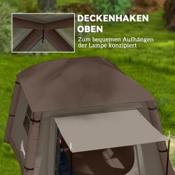 Ilmatäytteinen kahden hengen teltta 210x210x160 cm, 4 vuodenajan campingteltta, khaki-ruskea