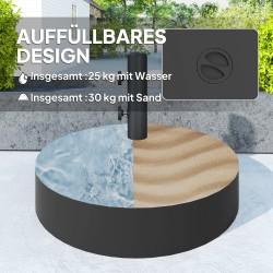 Täytettävä aurinkovarjon jalka puutarhaan, HDPE-muovi, Ø56 cm, jopa 30 kg, musta