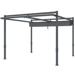 Pergola pihalle alumiinia 3 5 x 3 m säädettävä liukukatto harmaa