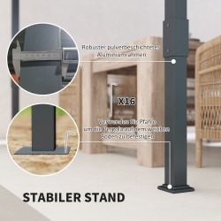 Pergola pihalle alumiinia 3,5 x 3 m, säädettävä liukukatto, harmaa