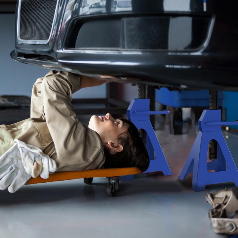 Akselipukki 3 t, 2 kpl, 13-portainen korkeussäätö 38,5–60 cm, teräs, sininen/musta