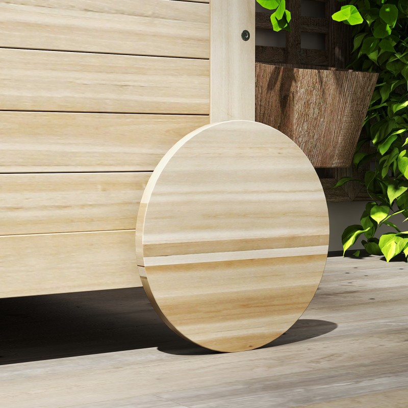 Ulkosäilytyslaatikko pyörillä 185 L kuusipuuta 110 x 50 x 50 cm vaalea luonnonpuu