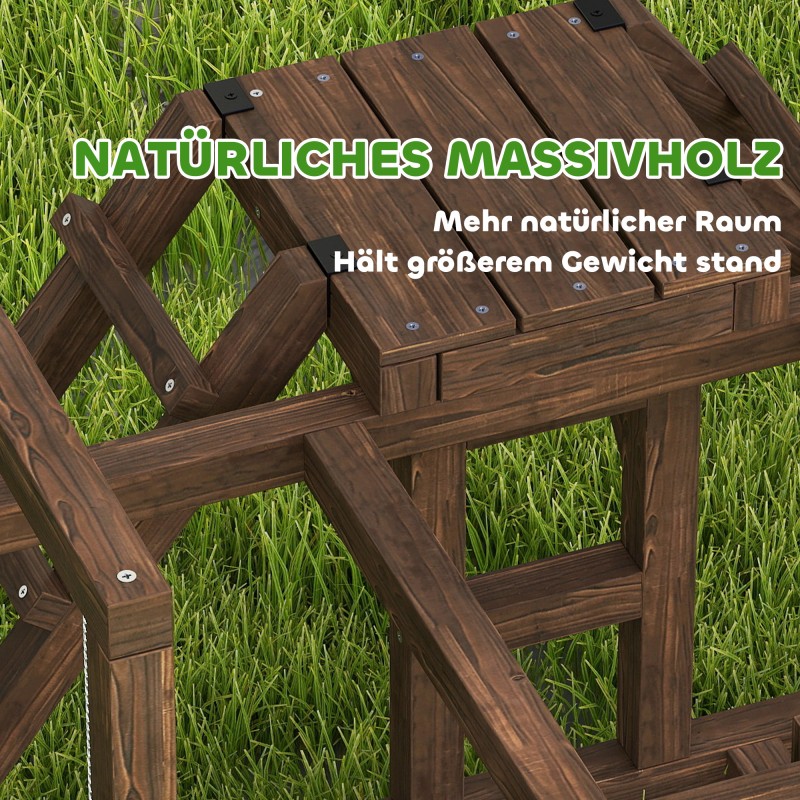 Kanateline 2–3 kanalle, istumatikut, rampit ja keinut, kuusipuuta, 82 x 60 x 55 cm, ruskea