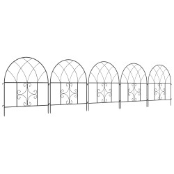 Koristeellinen puutarha aita teräs 300 x 70 cm 5 osaa musta