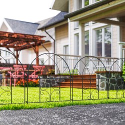 Koristeellinen puutarha-aita teräs 300 x 70 cm, 5 osaa, musta