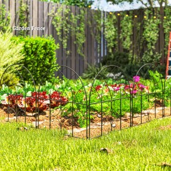 Koristeellinen puutarha-aita teräs 300 x 70 cm, 5 osaa, musta