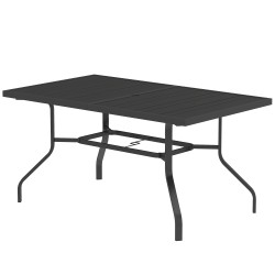 Ulkopöytä teräs 152 x 90 cm sälemalli varjonreikä musta