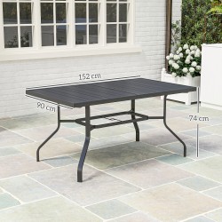 Ulkopöytä teräs 152 x 90 cm, sälemalli, varjonreikä, musta
