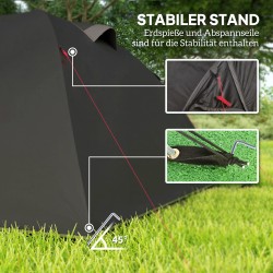 Tunneliteltta 2–4 hengelle, polyesteri, 3,6 x 2,5 x 1,3 m, vedenpitävä 3000 mm, UPF50+, musta