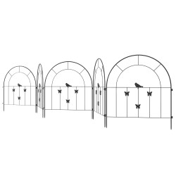Puutarha aitasetti teräs 300 x 70 cm 5 paneelia koristeellinen musta