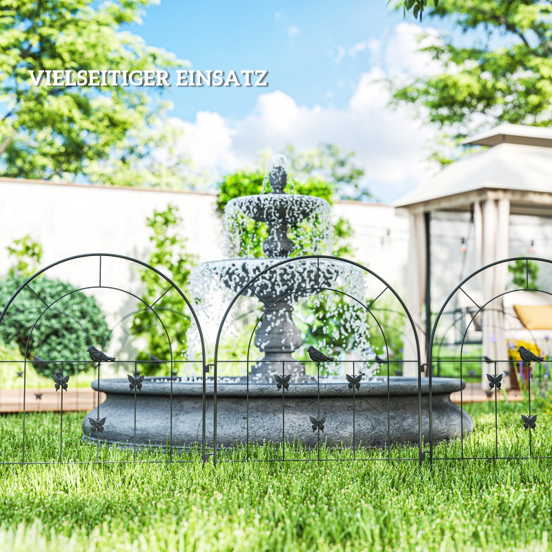 Puutarha-aitasetti teräs 300 x 70 cm, 5 paneelia, koristeellinen musta