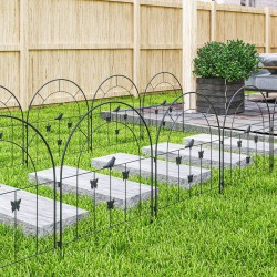 Puutarha-aitasetti teräs 300 x 70 cm, 5 paneelia, koristeellinen musta