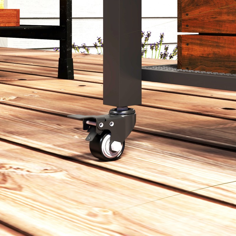 Ulkokeittiön vaunu grillipöytä teräs 105 x 50 x 79 cm musta, hyllyt ja pyörät