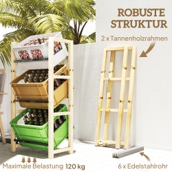 Juomakoriteline 3 laatikolle, puinen juomahylly 3 tasoa 56 x 32 x 112 cm naturholz