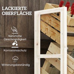 Juomakoriteline 3 laatikolle, puinen juomahylly 3 tasoa 56 x 32 x 112 cm naturholz