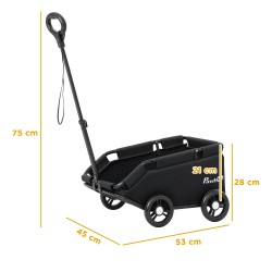 Lemmikkirattaat pienille koirille ja kissoille, teräs/600D Oxford, enint. 4 kg, musta