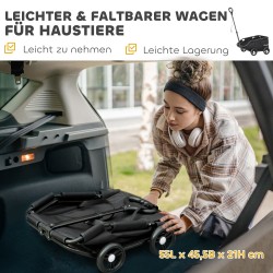 Lemmikkirattaat pienille koirille ja kissoille, teräs/600D Oxford, enint. 4 kg, musta