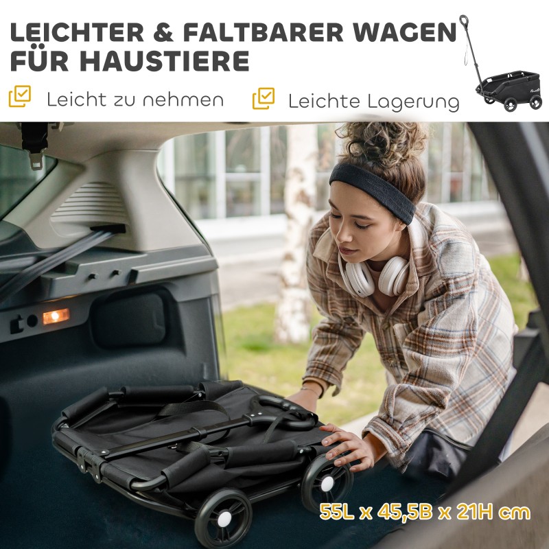 Lemmikkirattaat pienille koirille ja kissoille, teräs/600D Oxford, enint. 4 kg, musta