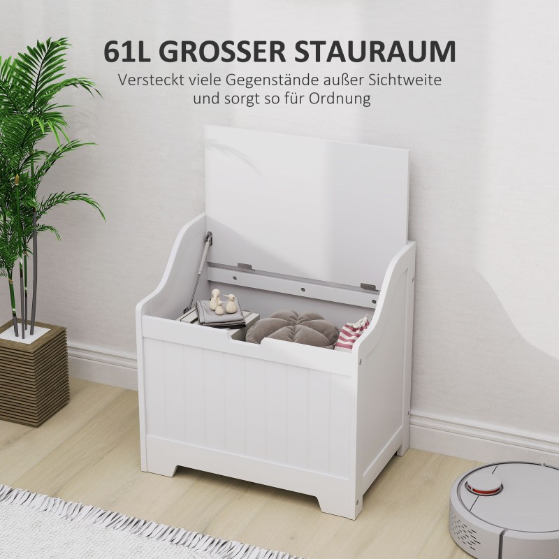 Säilytyslaatikko kannella 56,5x38x56 cm MDF 61 l valkoinen