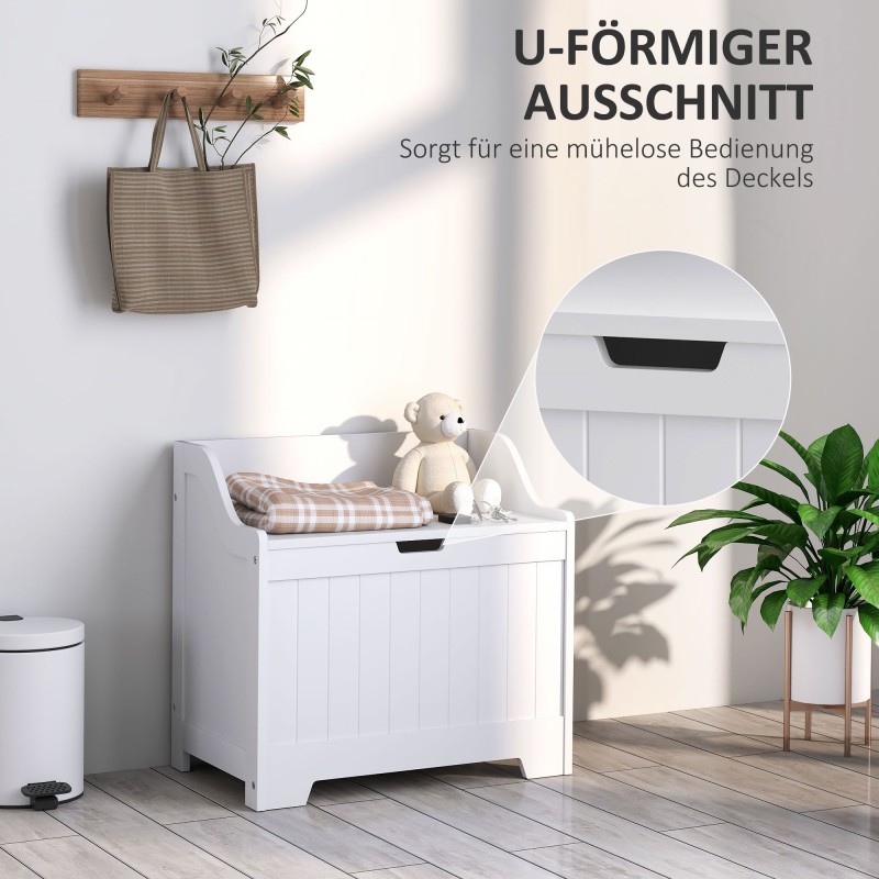 Säilytyslaatikko kannella 56,5x38x56 cm MDF 61 l valkoinen