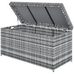 Säilytyslaatikko ulkokäyttöön polyrottinki 130 x 61 x 65 cm 380 L tummanharmaa