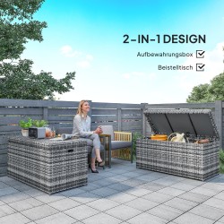 Säilytyslaatikko ulkokäyttöön polyrottinki 130 x 61 x 65 cm 380 L tummanharmaa