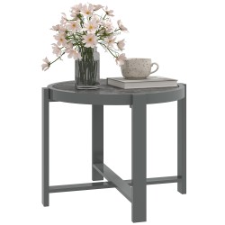 Pyöreä sivupöytä ulko ja sisäkäyttöön alumiini ja karkaistu lasi 51 cm harmaa marmorioptinen kansi