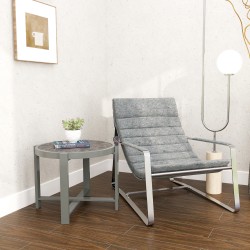 Pyöreä sivupöytä ulko- ja sisäkäyttöön, alumiini ja karkaistu lasi, Ø51 cm, harmaa marmorioptinen kansi